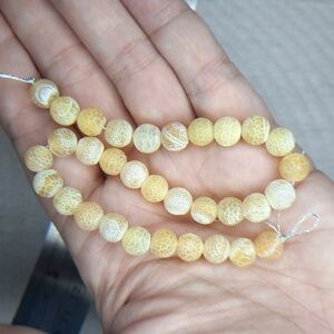 $💲$ 8mm Matte Yellow Crackled Agate 9in Strand #6